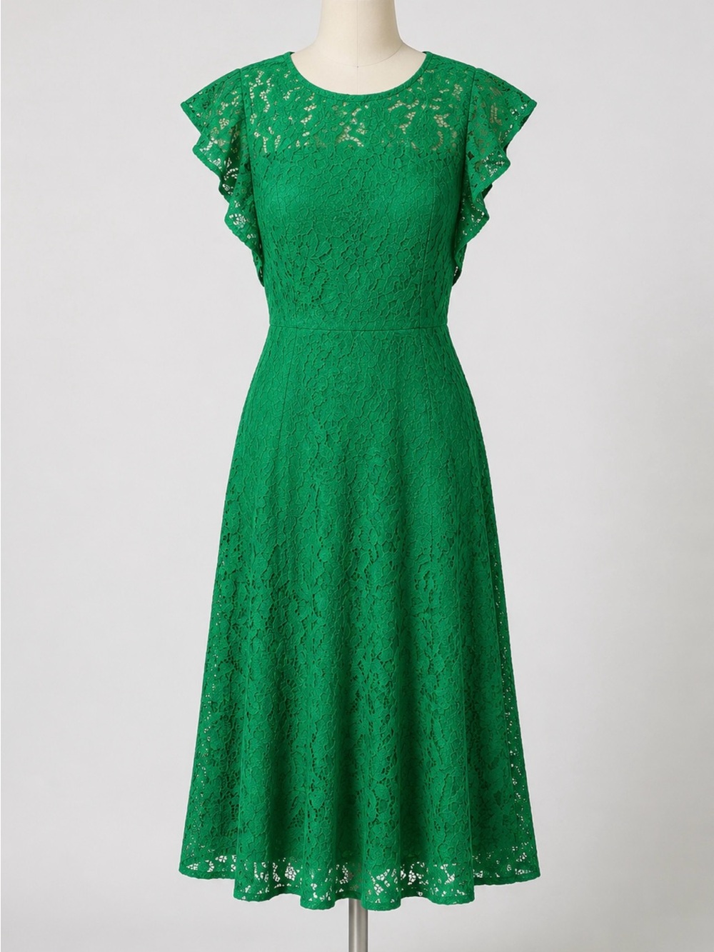 Donna Ricco Emerald Green Lace Midi Dress